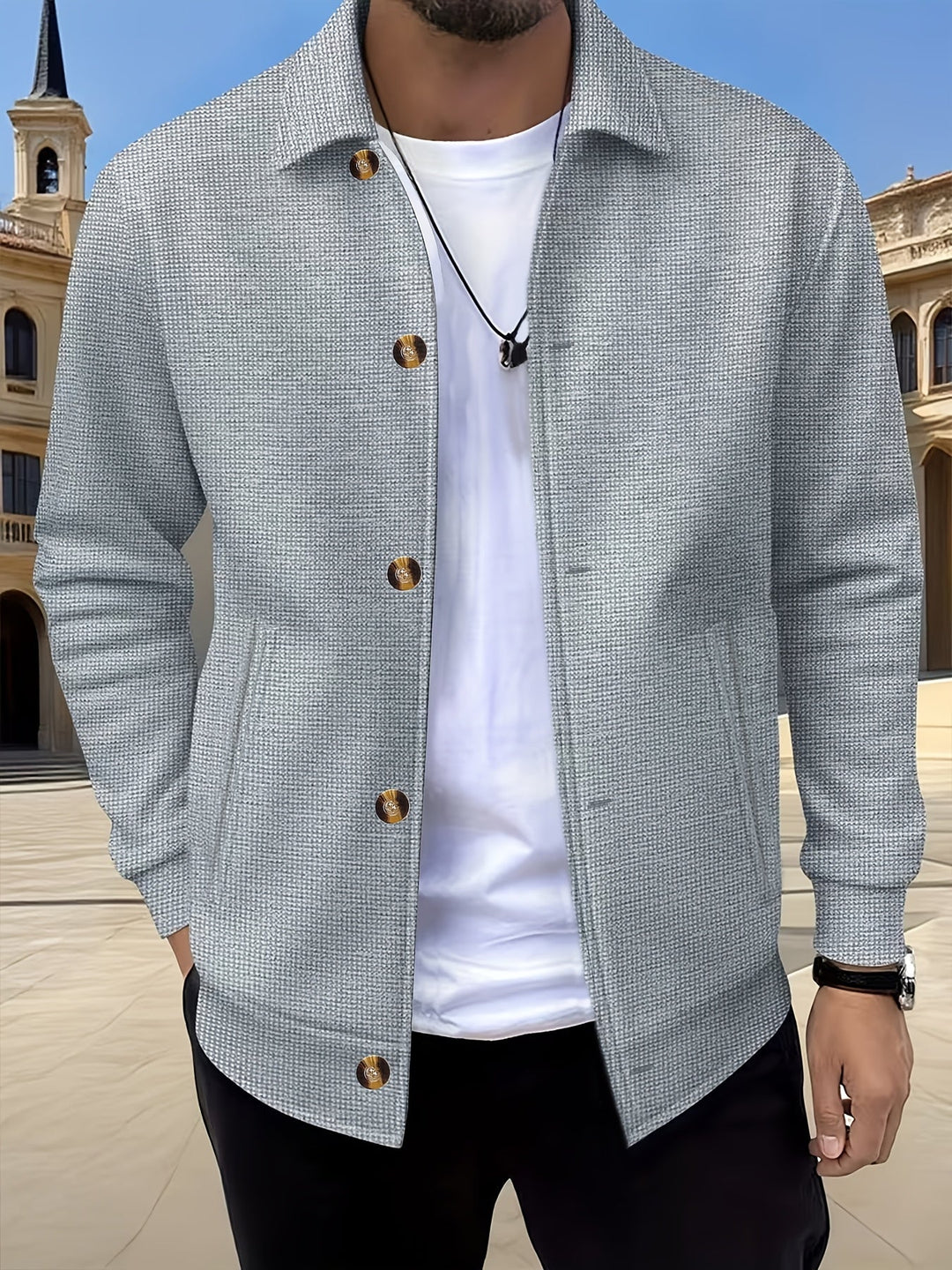 SILAS | TEXTURED BUTTON-FRONT OVERSHIRT JACKET