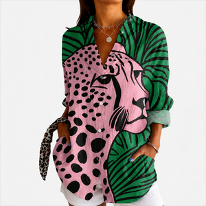 ANAHITA | TROPICAL LEOPARD ART BLOUSE