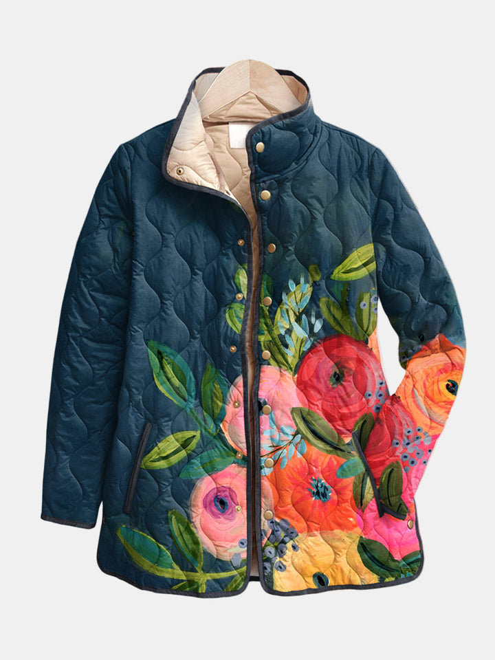 Stella | Vintage Floral Print Quilted Jacket