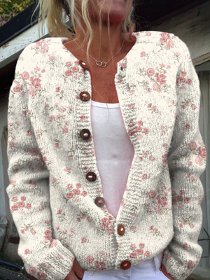 LESLIE | VINTAGE FLORAL KNIT CARDIGAN