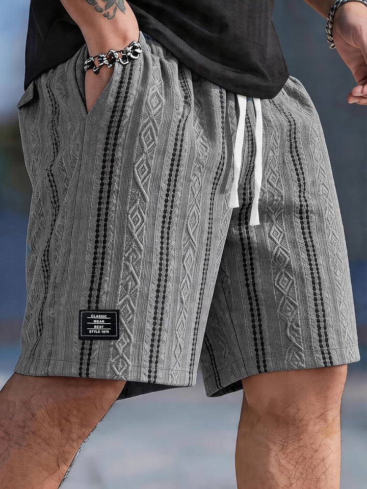 JASPER | GEOMETRIC TEXTURE KNIT DRAWSTRING SHORTS