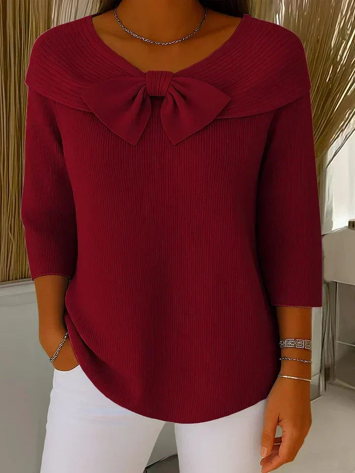 Elise | Sweater with Bow and Round Neckline