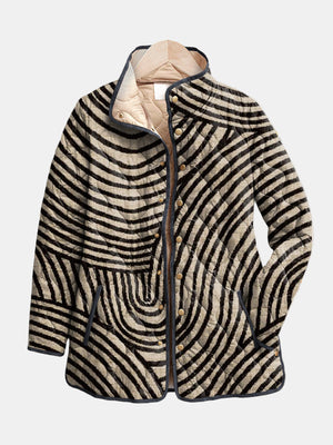 SIENNA | RETRO HAND-DRAWN CIRCLE DESIGN QUILTED JACKET