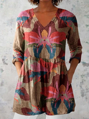 DAHLIA | LONG BLOUSE WITH V-NECK