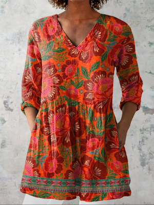 ELAINE | LONG BLOUSE WITH V-NECK