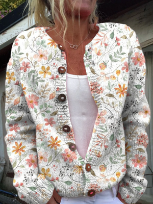 LONDON | ELEGANT FLORAL KNIT CARDIGAN