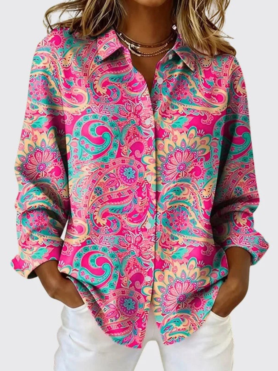 Danielle | Paisley Print Button-Up Blouse