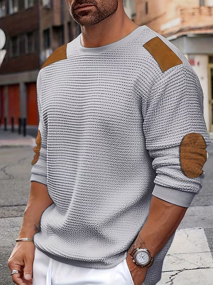 NOLAN | CASUAL PATCH WAFFLE KNIT SWEATSHIRT