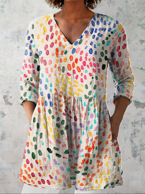 DEMILA | LONG BLOUSE WITH V-NECK