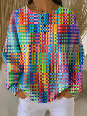 REAGAN | SWEATER WITH COLORFUL CHECKERED DESIGN