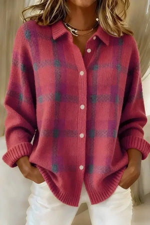 JILLIAN | CLASSIC COLLARED PLAID CARDIGAN