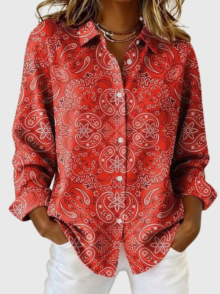 Danielle | Paisley Print Button-Up Blouse