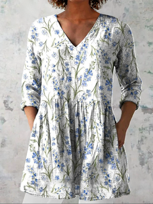 DEMI | LONG BLOUSE WITH V-NECK