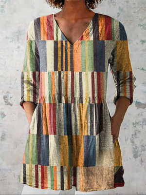 CHEYENNE | LONG BLOUSE WITH V-NECK