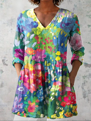 FRANCES | LONG BLOUSE WITH V-NECK