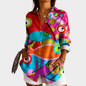 AZAR | VIBRANT MOSAIC ART BLOUSE