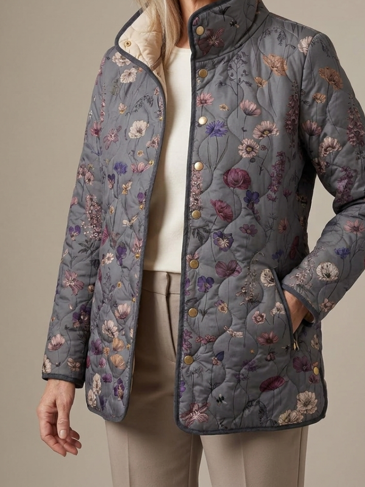 Tessa | Vintage Floral Print Quilted Jacket