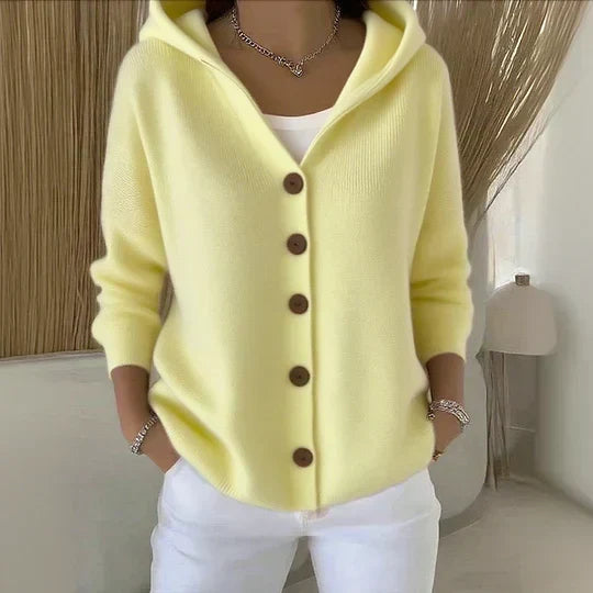 Cassandra | Hooded Button-Up Knit Cardigan