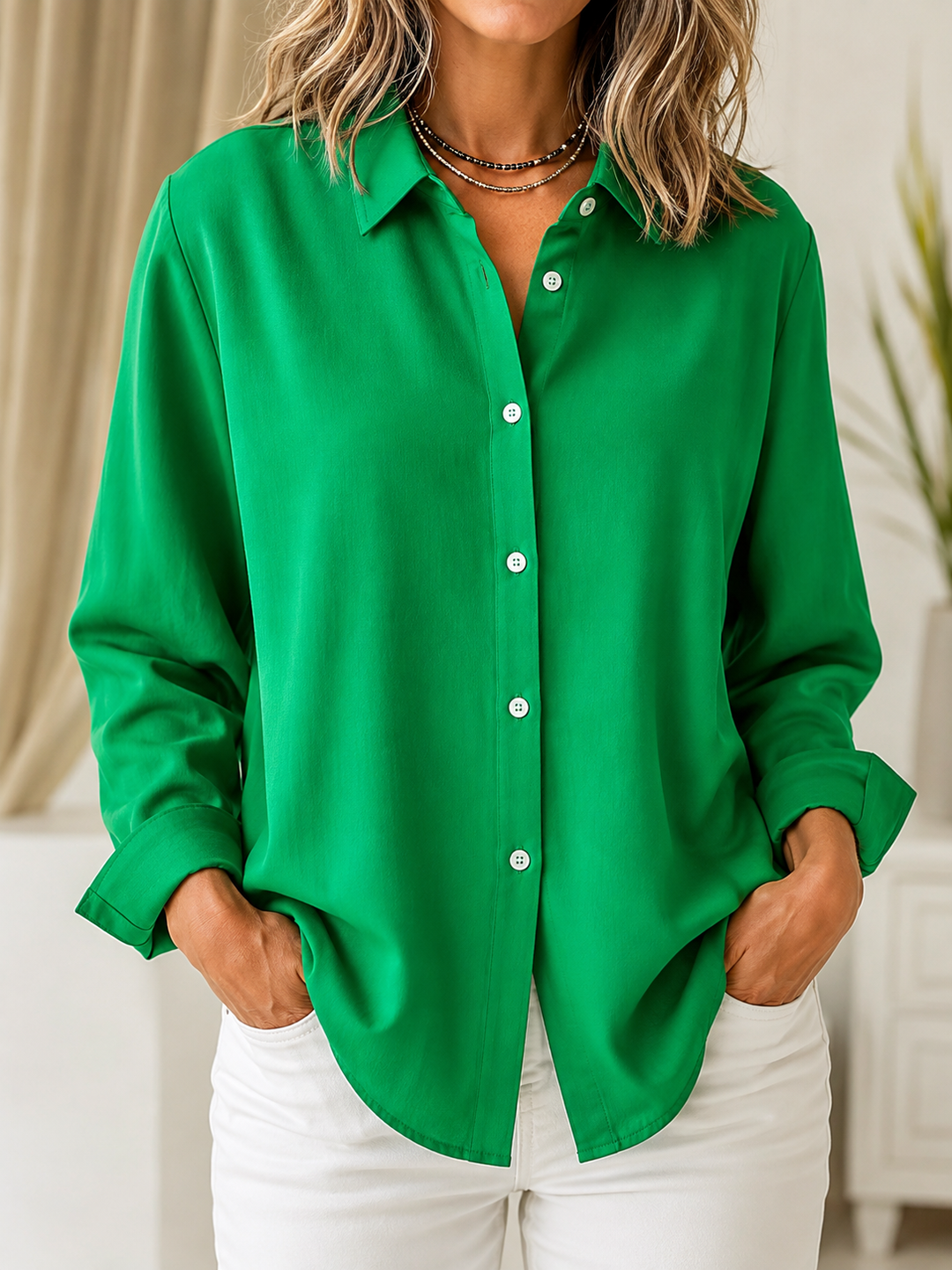 Brooke | Classic Solid Button Front Blouse