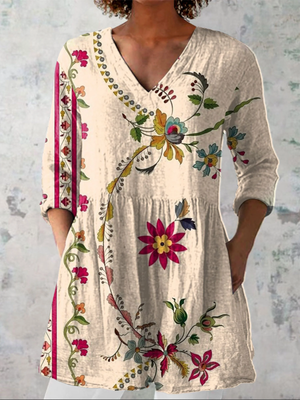 COLETTE | LONG BLOUSE WITH V-NECK