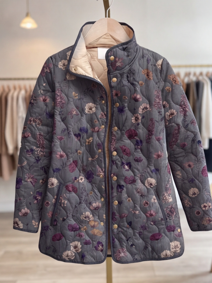 Tessa | Vintage Floral Print Quilted Jacket