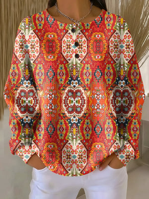 LAURA | SWEATER WITH ETHNIC FLORAL PATTERN