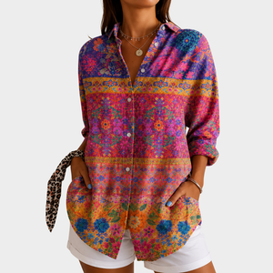 BEHNAZ | VIBRANT GARDEN MOSAIC BLOUSE