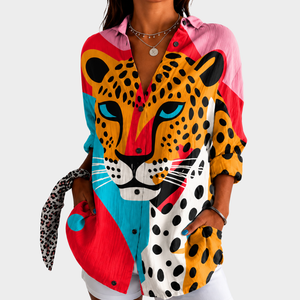 AFARIN | BOLD LEOPARD FACE BLOUSE