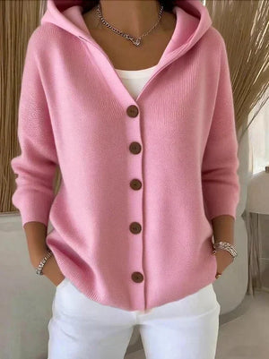 CASSANDRA | HOODED BUTTON-UP KNIT CARDIGAN
