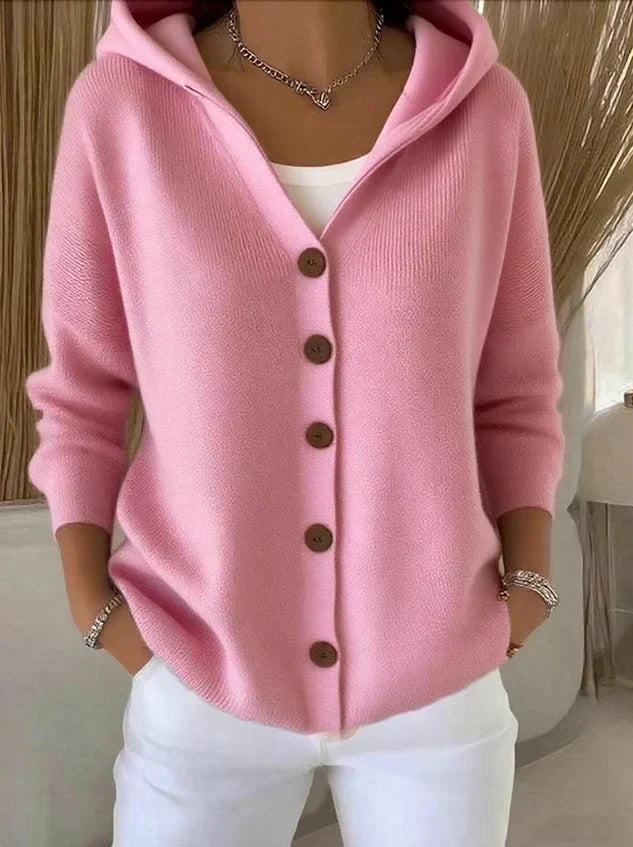 Cassandra | Hooded Button-Up Knit Cardigan