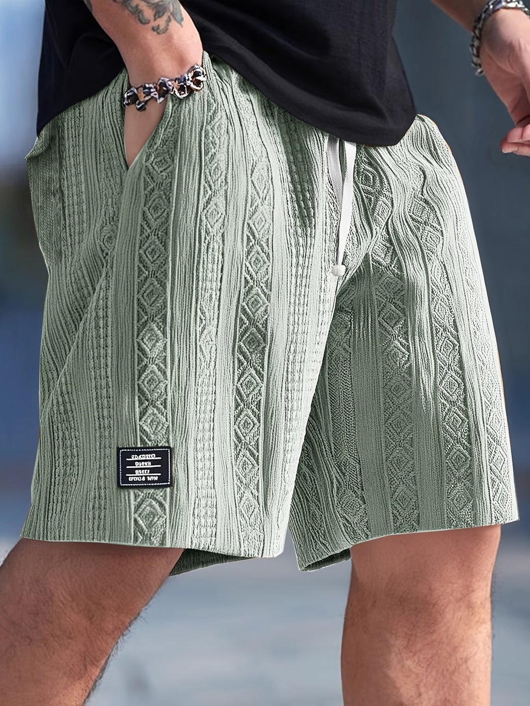 JASPER | GEOMETRIC TEXTURE KNIT DRAWSTRING SHORTS