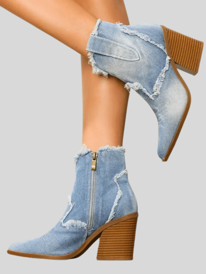 Renata | Ankle Block Heel With Side Zip