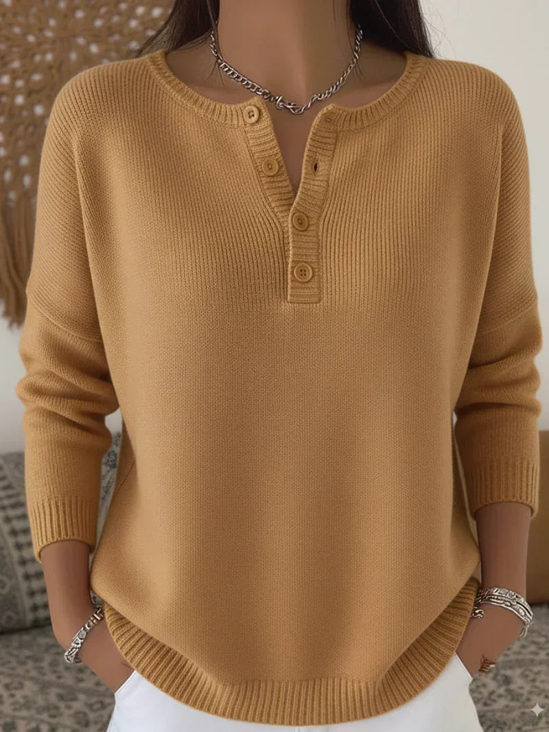 Destiny | Henley Button-Up Knit Sweater