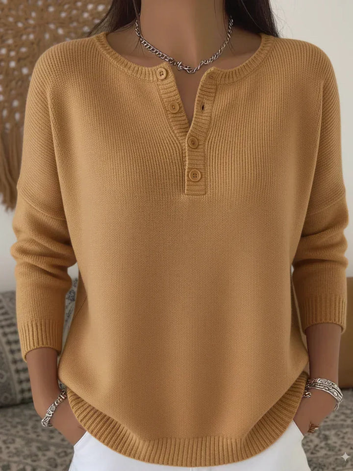 Destiny | Henley Button-Up Knit Sweater