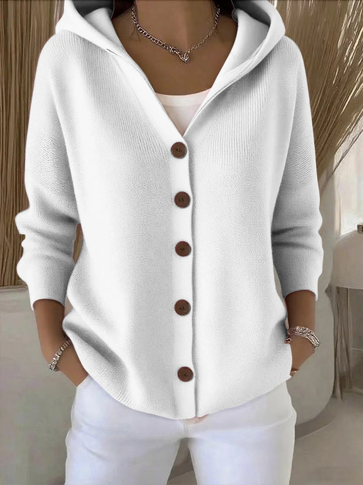 Cassandra | Hooded Button-Up Knit Cardigan