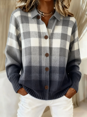 LAUREL | OMBRE PLAID BUTTON CARDIGAN