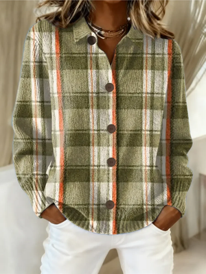 HARLOW | OLIVE PLAID BUTTON CARDIGAN