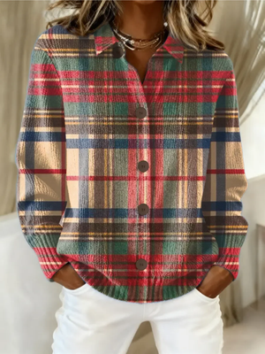 LORELEI | MULTICOLOR PLAID BUTTON CARDIGAN
