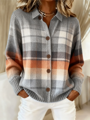 LARA | WARM OMBRE PLAID CARDIGAN