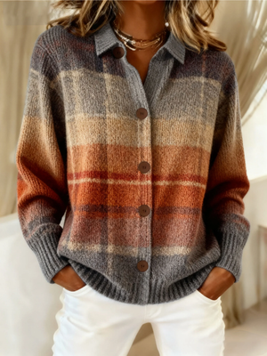 KIMBERLY | AUTUMN OMBRE PLAID CARDIGAN
