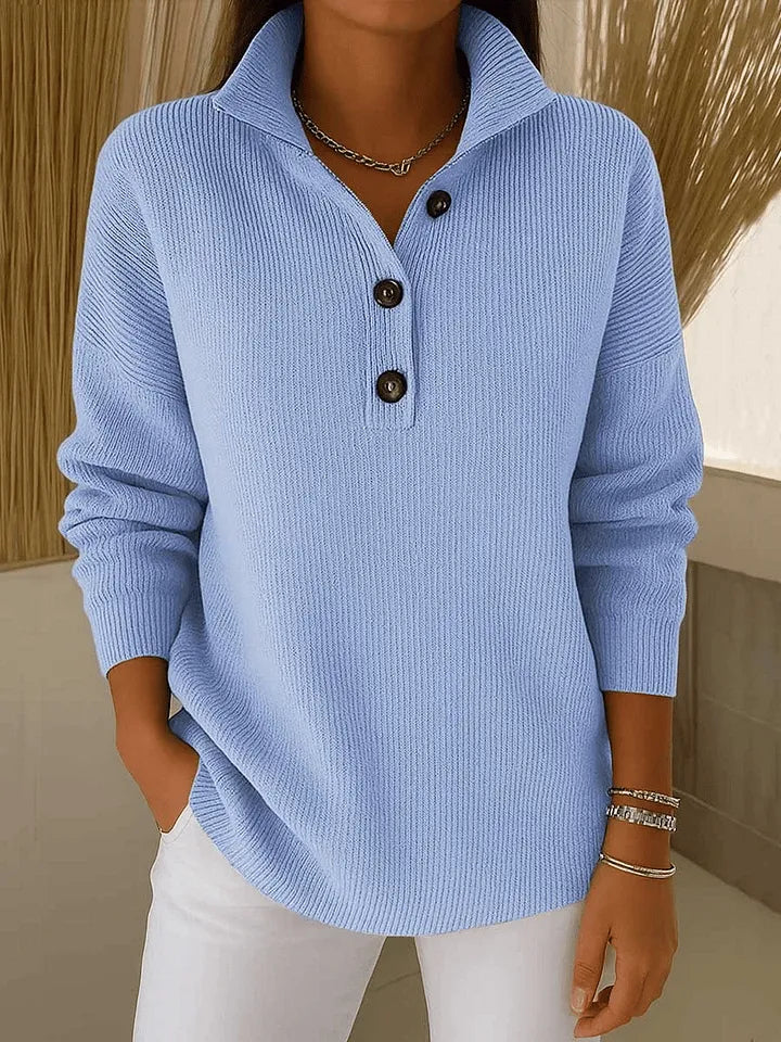 Catherine | V-Neck Polo Sweater