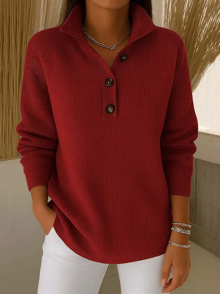 Catherine | V-Neck Polo Sweater