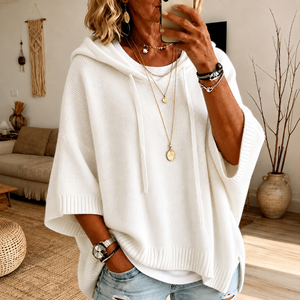 SAVANNAH | WHITE PONCHO SWEATER