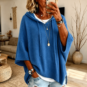 ANNA | BLUE PONCHO SWEATER