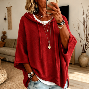 AUDREY | RED PONCHO SWEATER