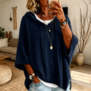 SARAH | NAVY BLUE PONCHO SWEATER