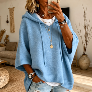 ELLIE | SKY BLUE PONCHO SWEATER