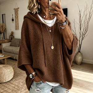 CAROLINE | BROWN PONCHO SWEATER