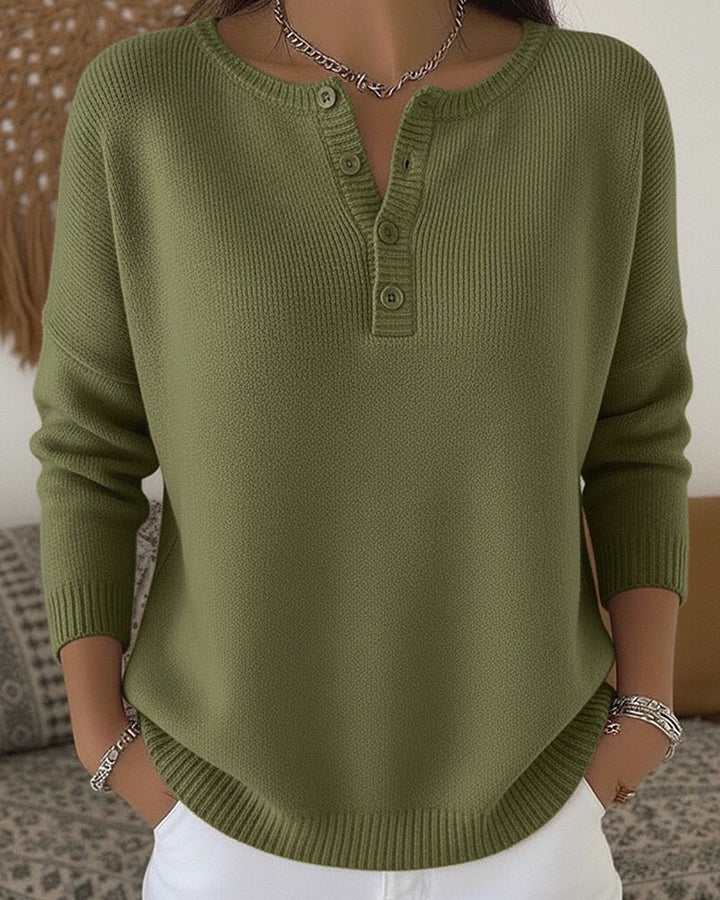 Destiny | Henley Button-Up Knit Sweater