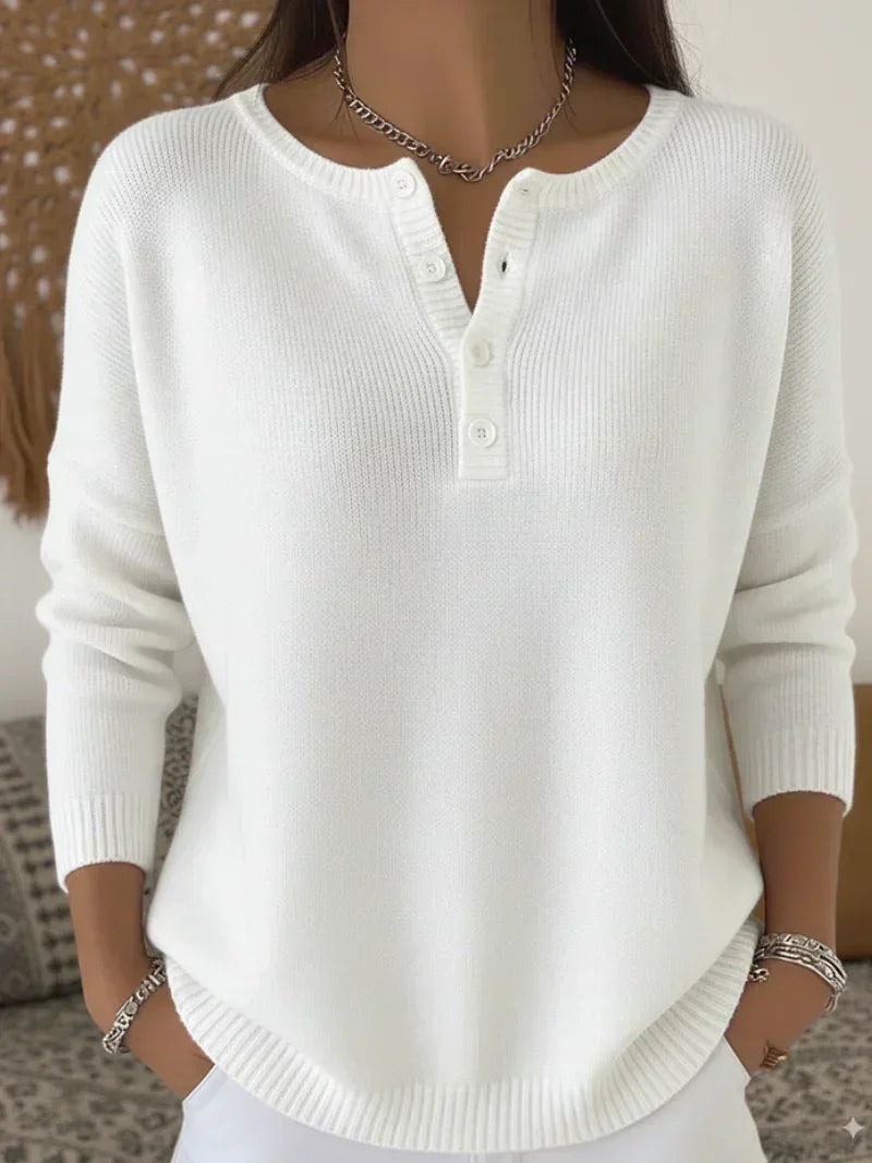 Destiny | Henley Button-Up Knit Sweater